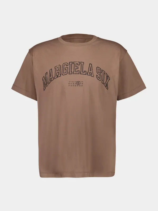 Light Brown Varsity Print T-Shirt made by Maison Margiela