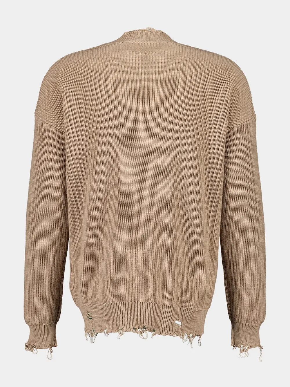 Beige Oversized Distressed Cotton Cardigan sold by Fashion Clinic product image thumbnail 2