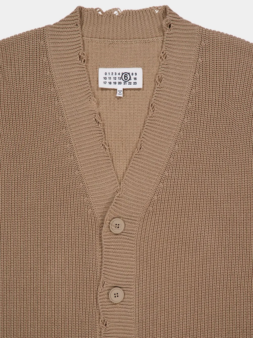 Beige Oversized Distressed Cotton Cardigan sold by Fashion Clinic product image thumbnail 3