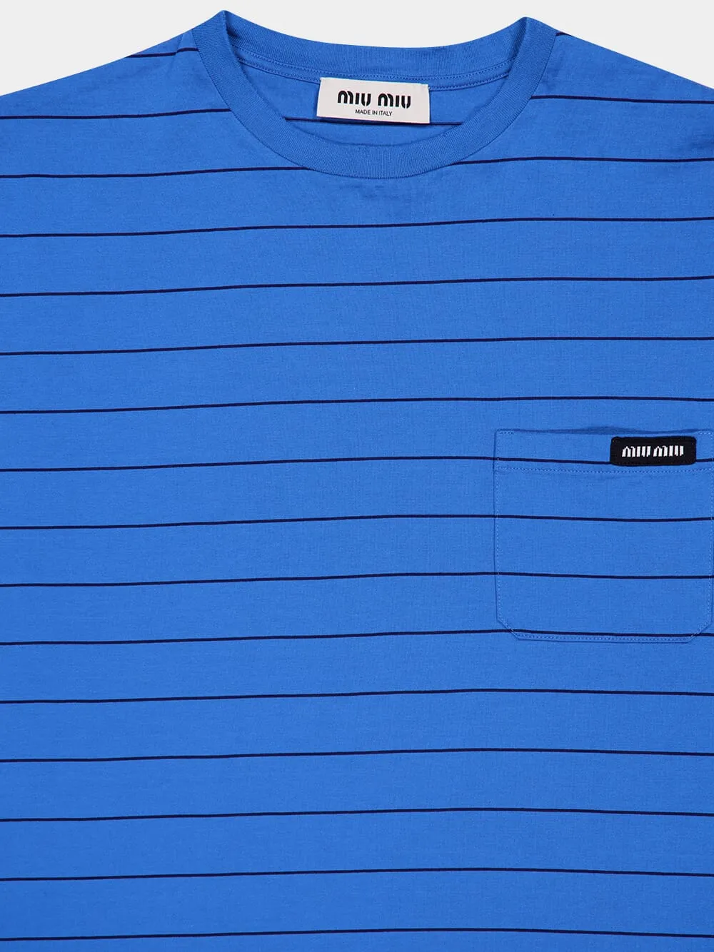Blue Striped Cotton Jersey T-Shirt sold by Fashion Clinic product image thumbnail 3