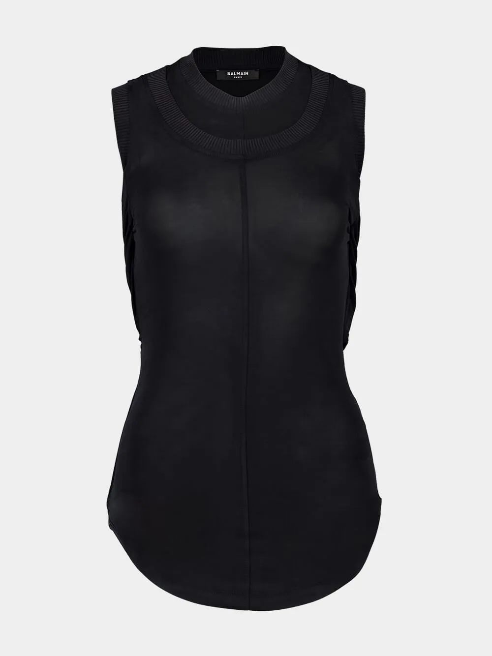 Black Twisted Double-Collar Tank Top sold by Fashion Clinic