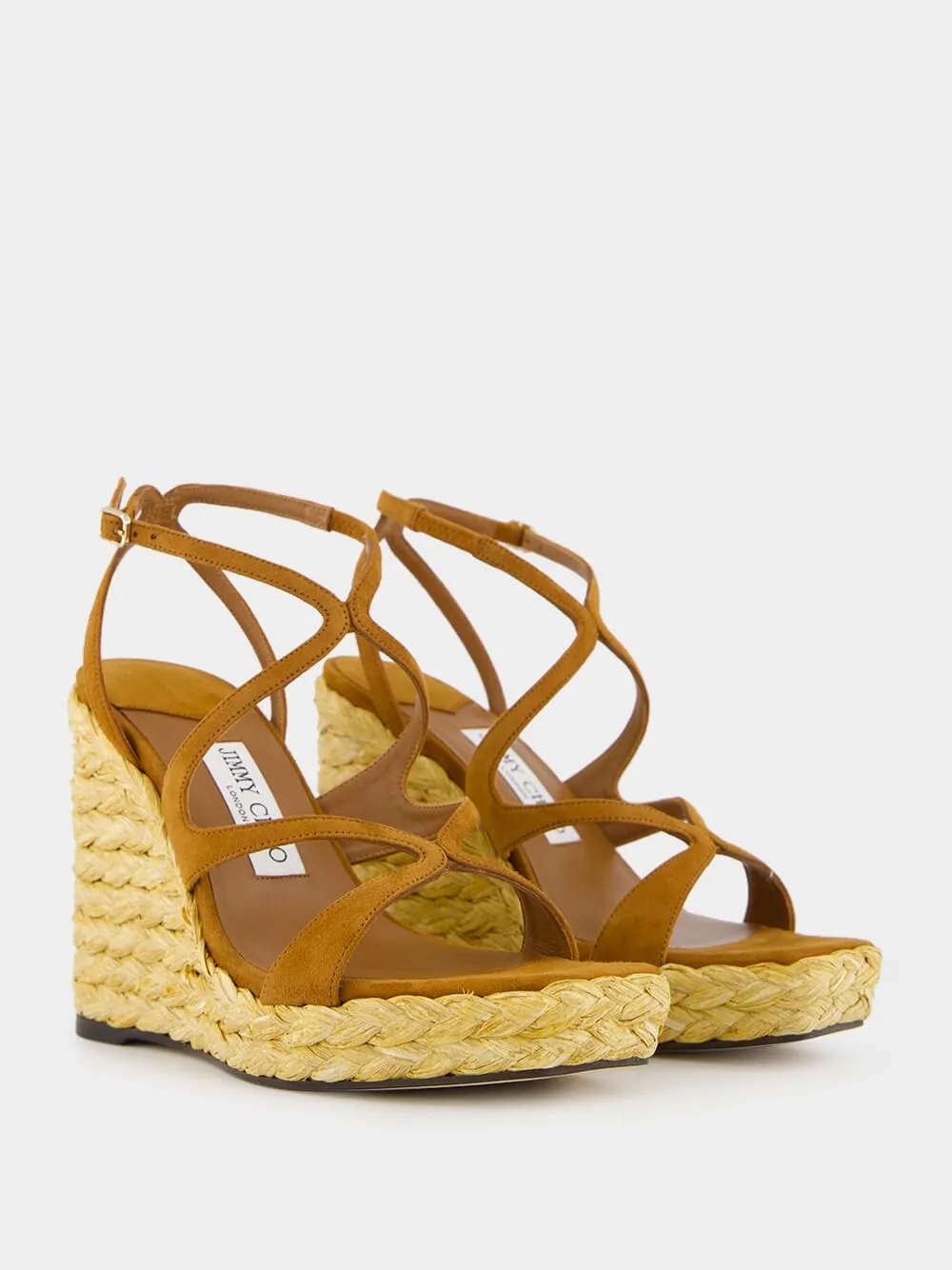 Brown Ayla Suede Wedge Sandals with Raffia sold by Fashion Clinic product image thumbnail 3