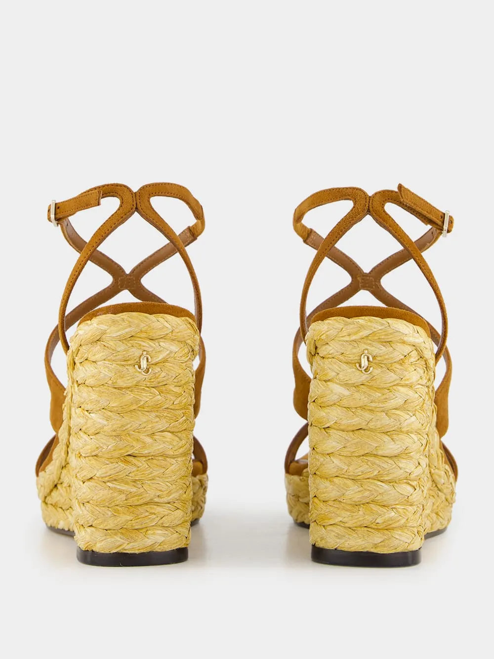 Brown Ayla Suede Wedge Sandals with Raffia sold by Fashion Clinic product image thumbnail 5