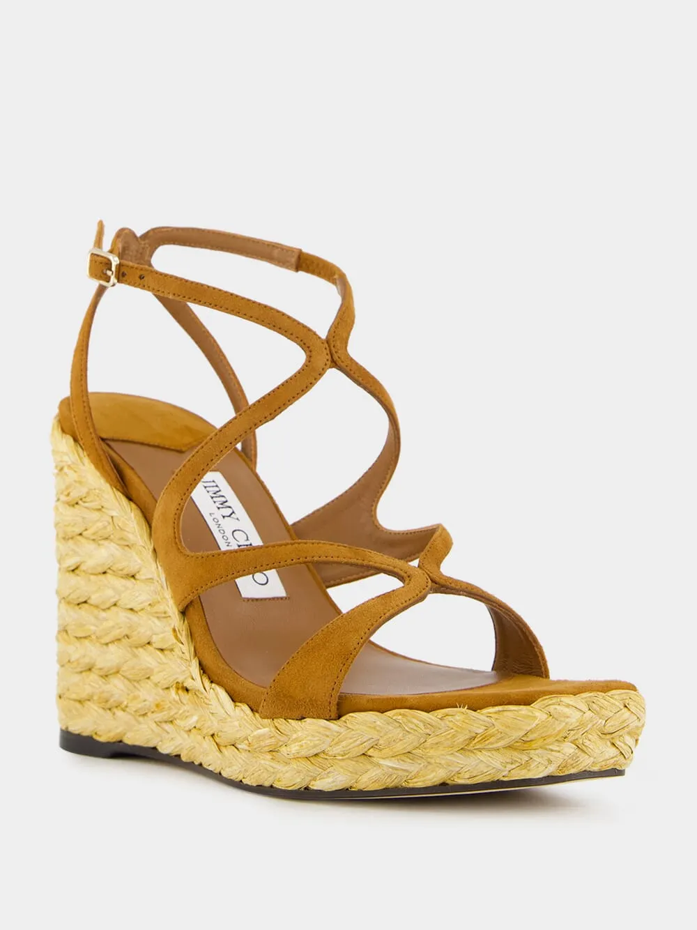 Brown Ayla Suede Wedge Sandals with Raffia sold by Fashion Clinic product image thumbnail 2