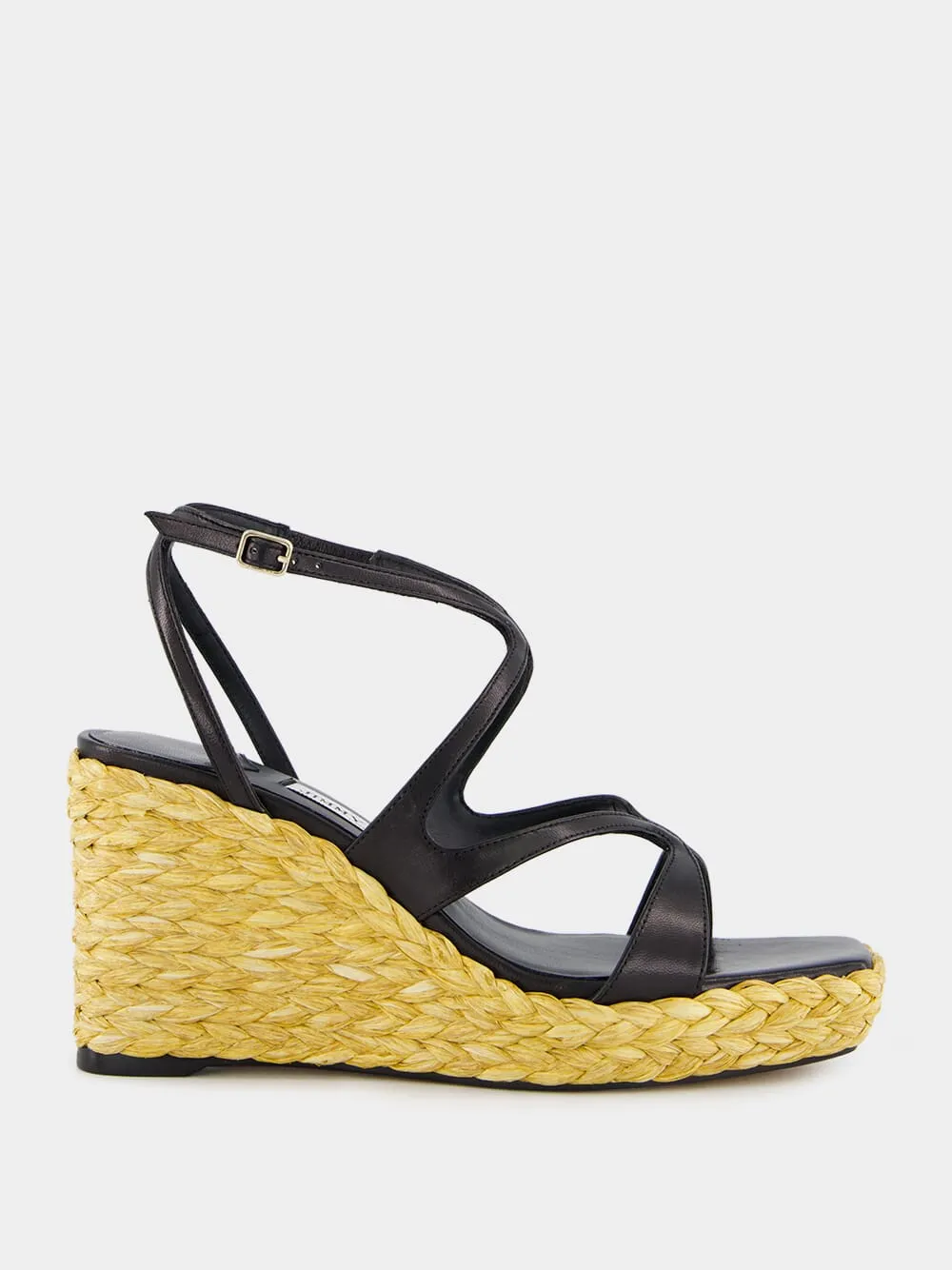 Black Ayla Nappa Leather Wedge Sandals sold by Fashion Clinic