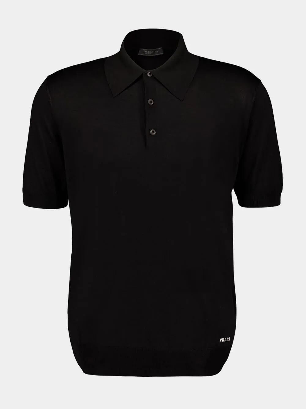 Black Silk Polo Shirt sold by Fashion Clinic