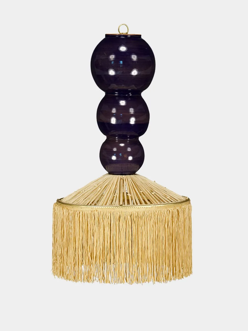 Henriette Parasol Raffia + Fringes Pendant Light sold by Fashion Clinic