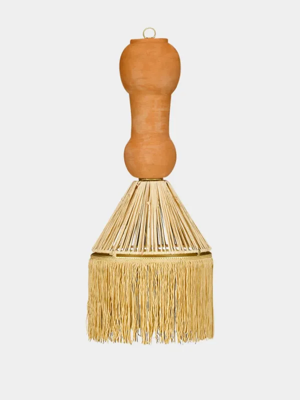 Georgette Raffia + Fringes Conique Pendant Light sold by Fashion Clinic