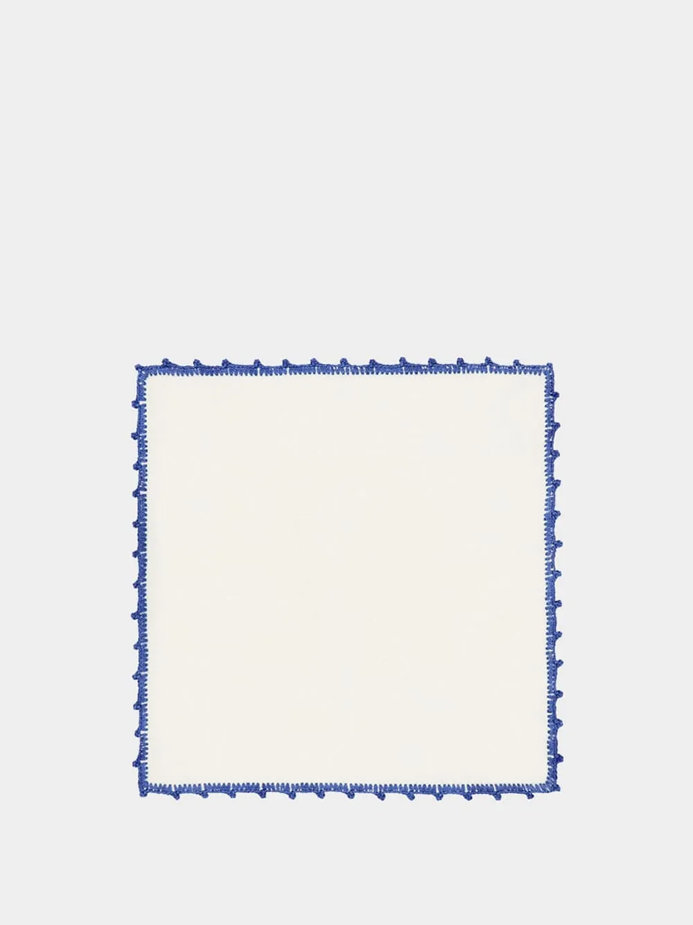 Hand Embroidered Teresa White and Blue Cocktail Napkin sold by Fashion Clinic