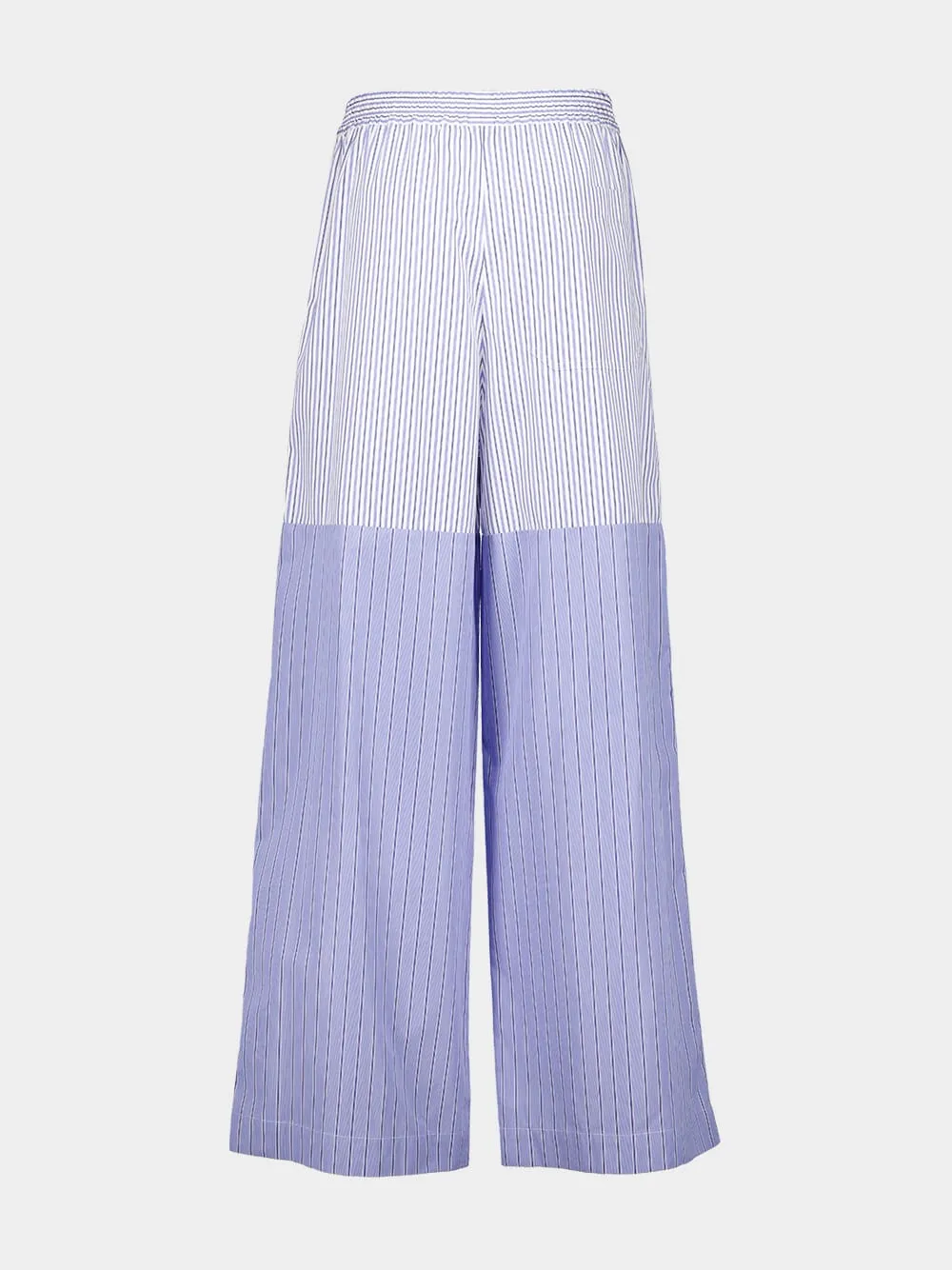 Light Blue Wide-Leg Mixed Stripe Trousers sold by Fashion Clinic product image thumbnail 4