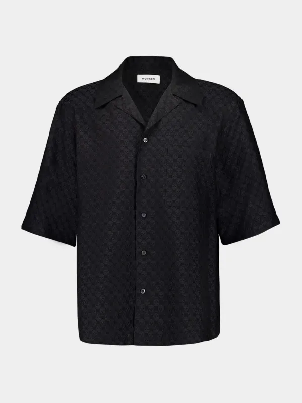 Black Jacquard Short-Sleeved Shirt sold by Fashion Clinic