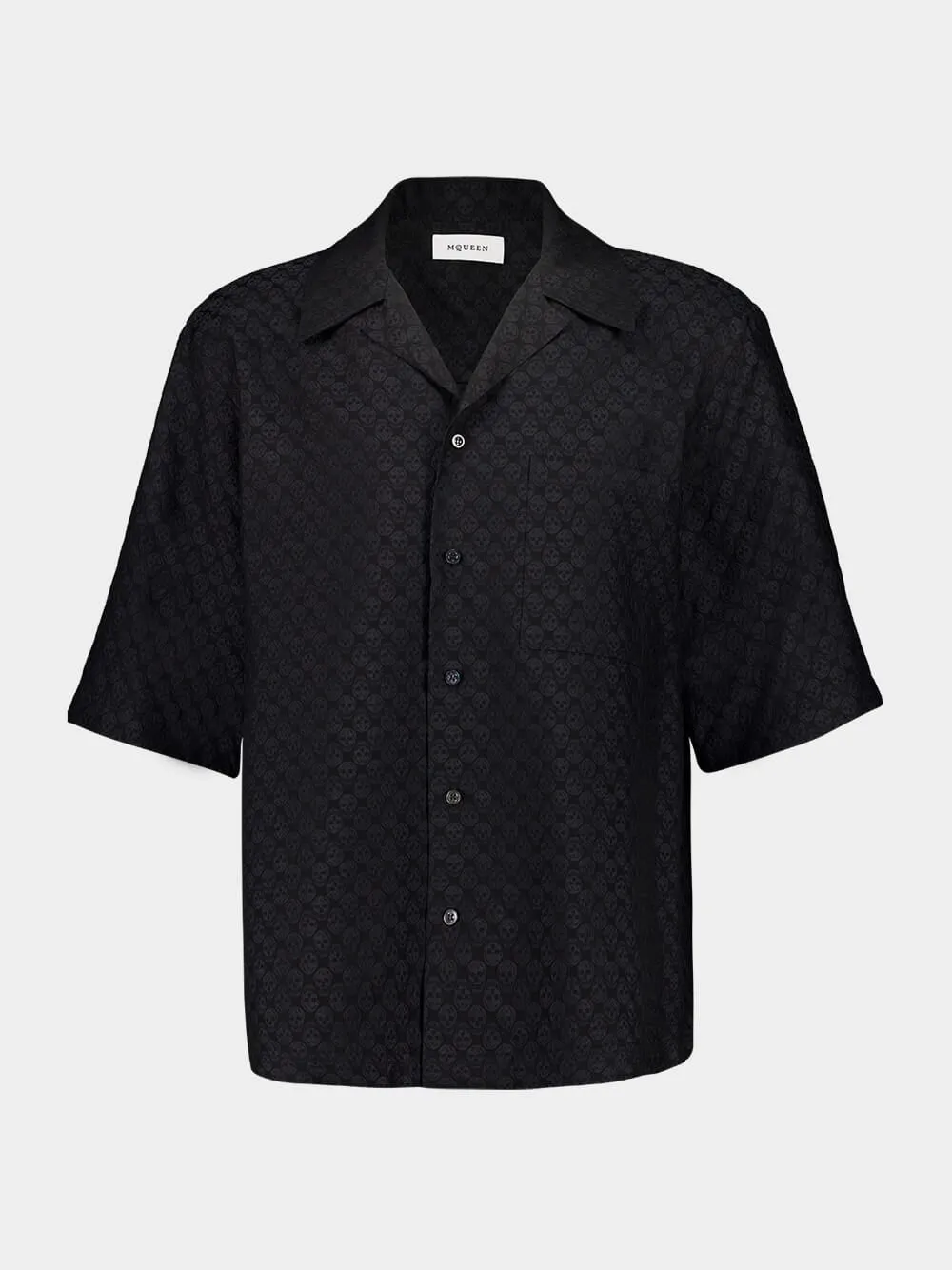 Black Jacquard Short-Sleeved Shirt sold by Fashion Clinic