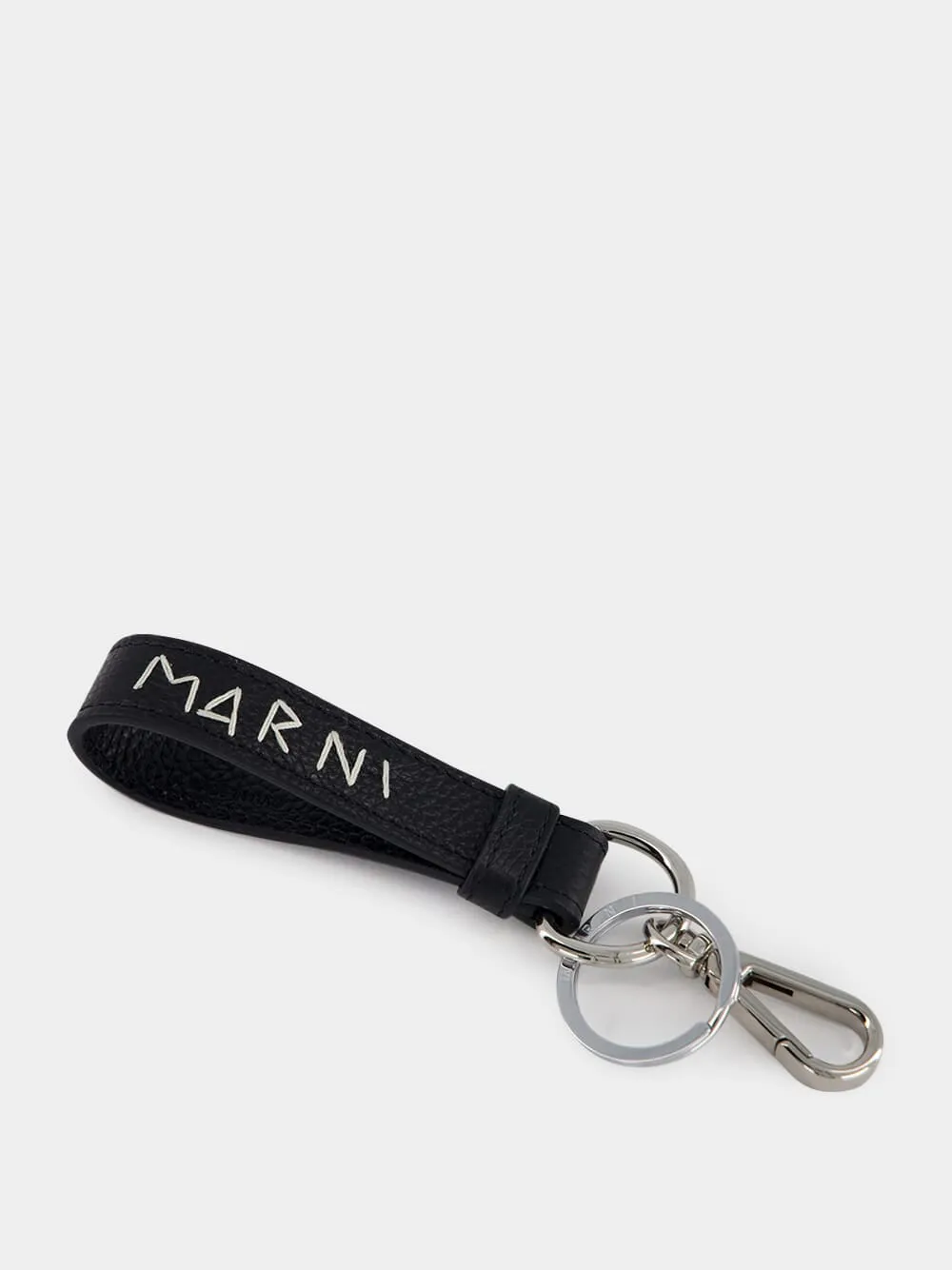 Black Leather Keyring with Mending Embroidery sold by Fashion Clinic product image thumbnail 2