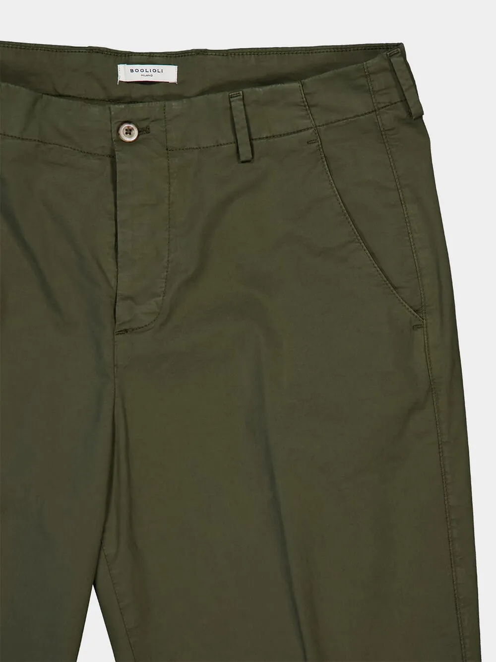 Khaki Green Regular Fit Cotton Trousers sold by Fashion Clinic product image thumbnail 3