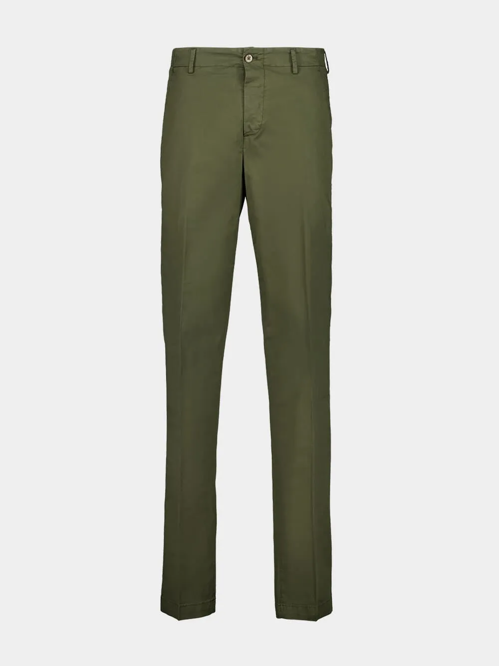 Khaki Green Regular Fit Cotton Trousers sold by Fashion Clinic