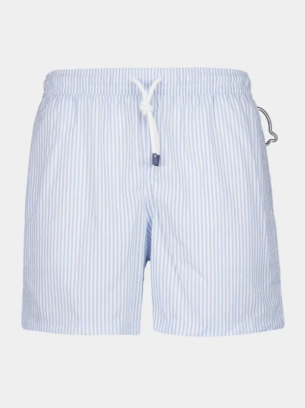 Light Blue Striped Swim Shorts sold by Fashion Clinic
