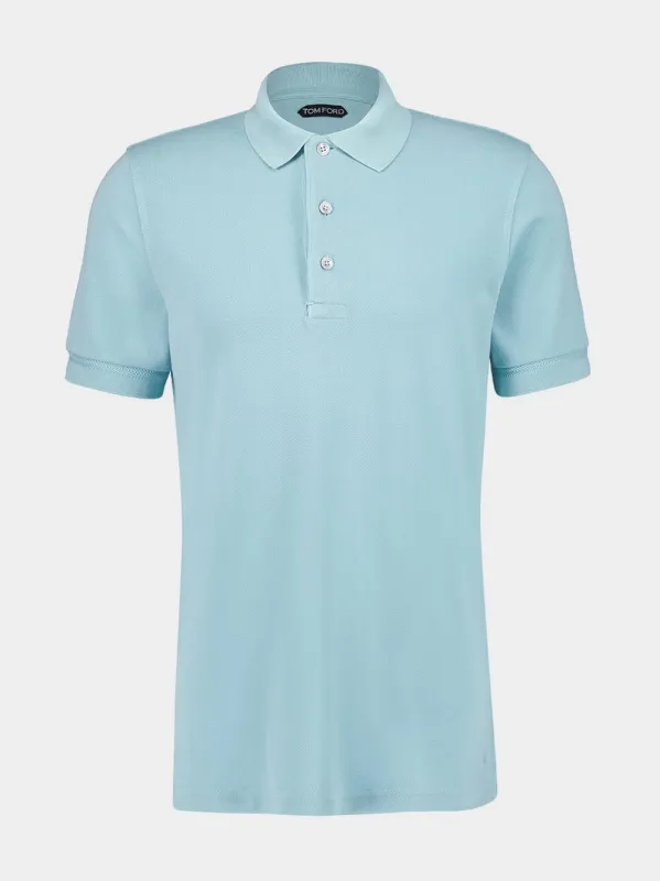 Dusty Blue Piqué Polo made by Tom Ford