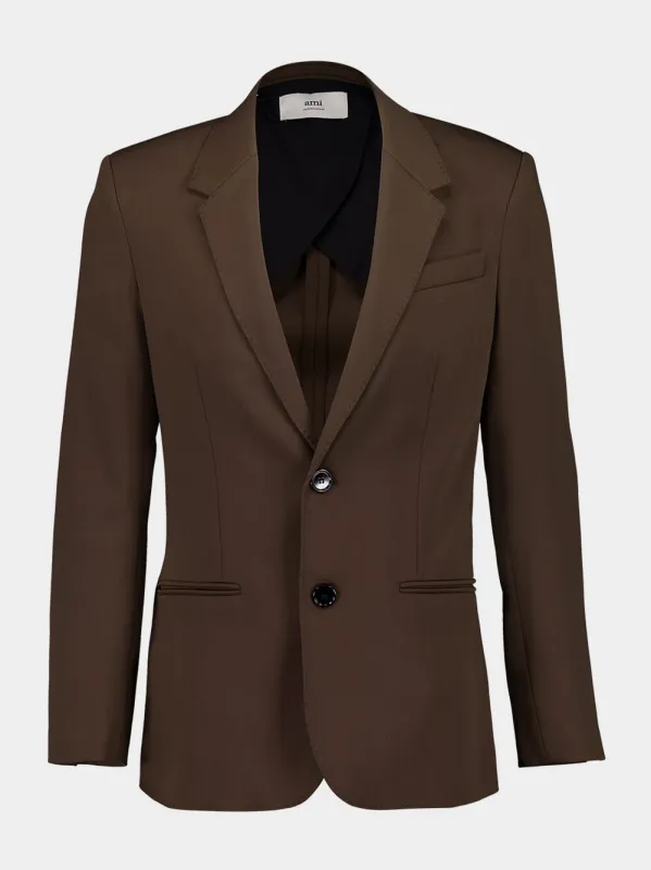 Brown Wool Semi-Lined Jacket sold by Fashion Clinic