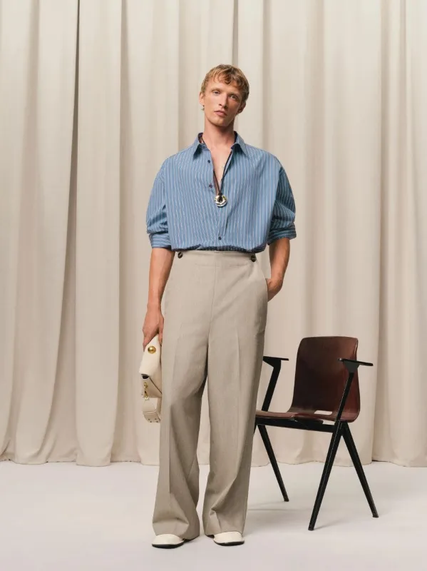 Blue Cotton Boxy Fit Striped Shirt sold by Fashion Clinic