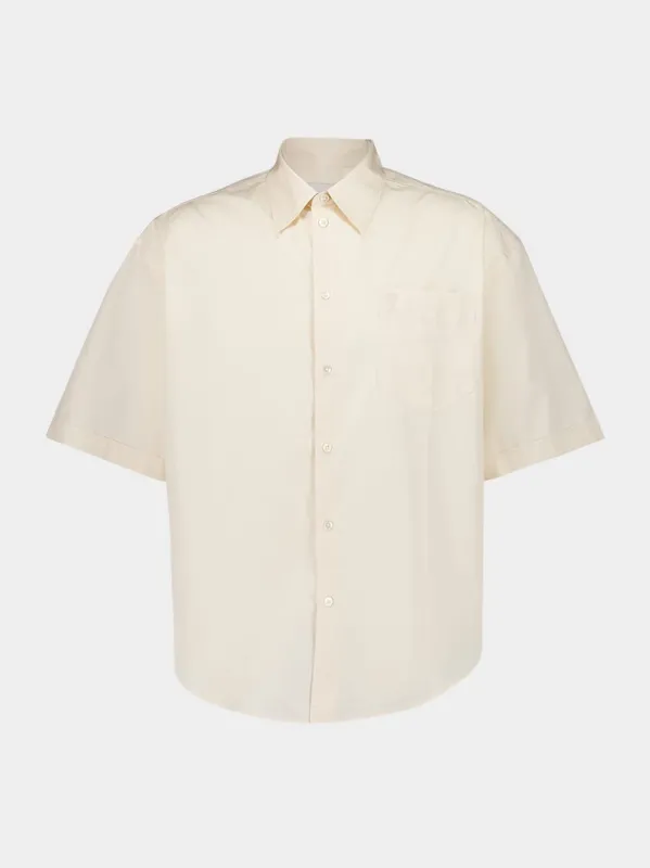 Cream Cotton Poplin Boxy Fit Short Sleeve Shirt sold by Fashion Clinic