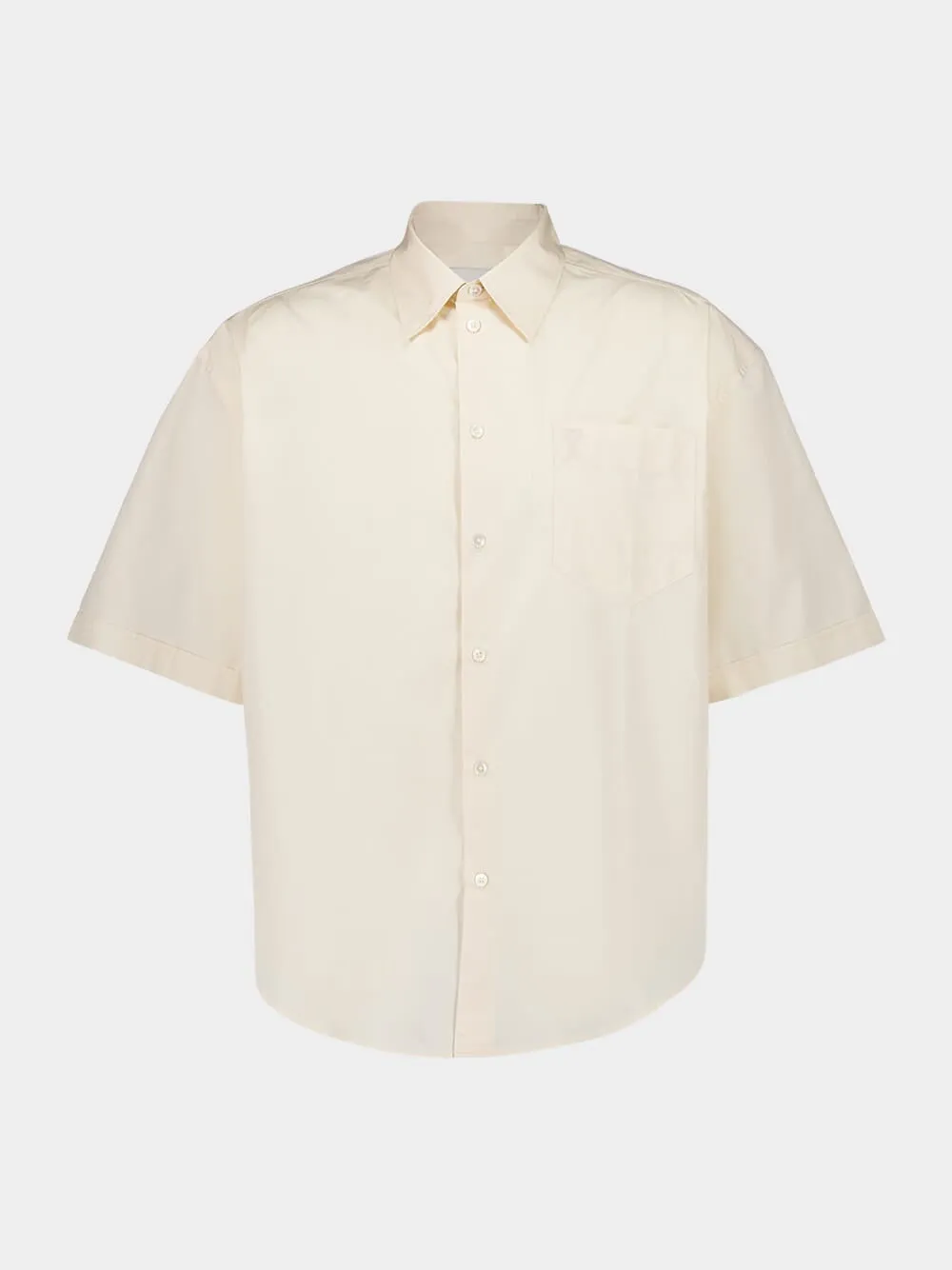 Cream Cotton Poplin Boxy Fit Short Sleeve Shirt sold by Fashion Clinic