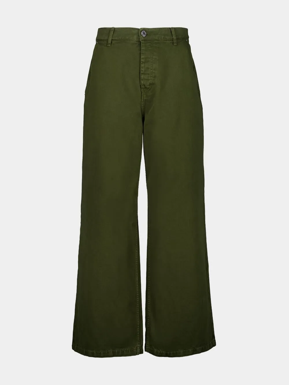 Loden Green Wide Fit Cotton Twill Trousers sold by Fashion Clinic