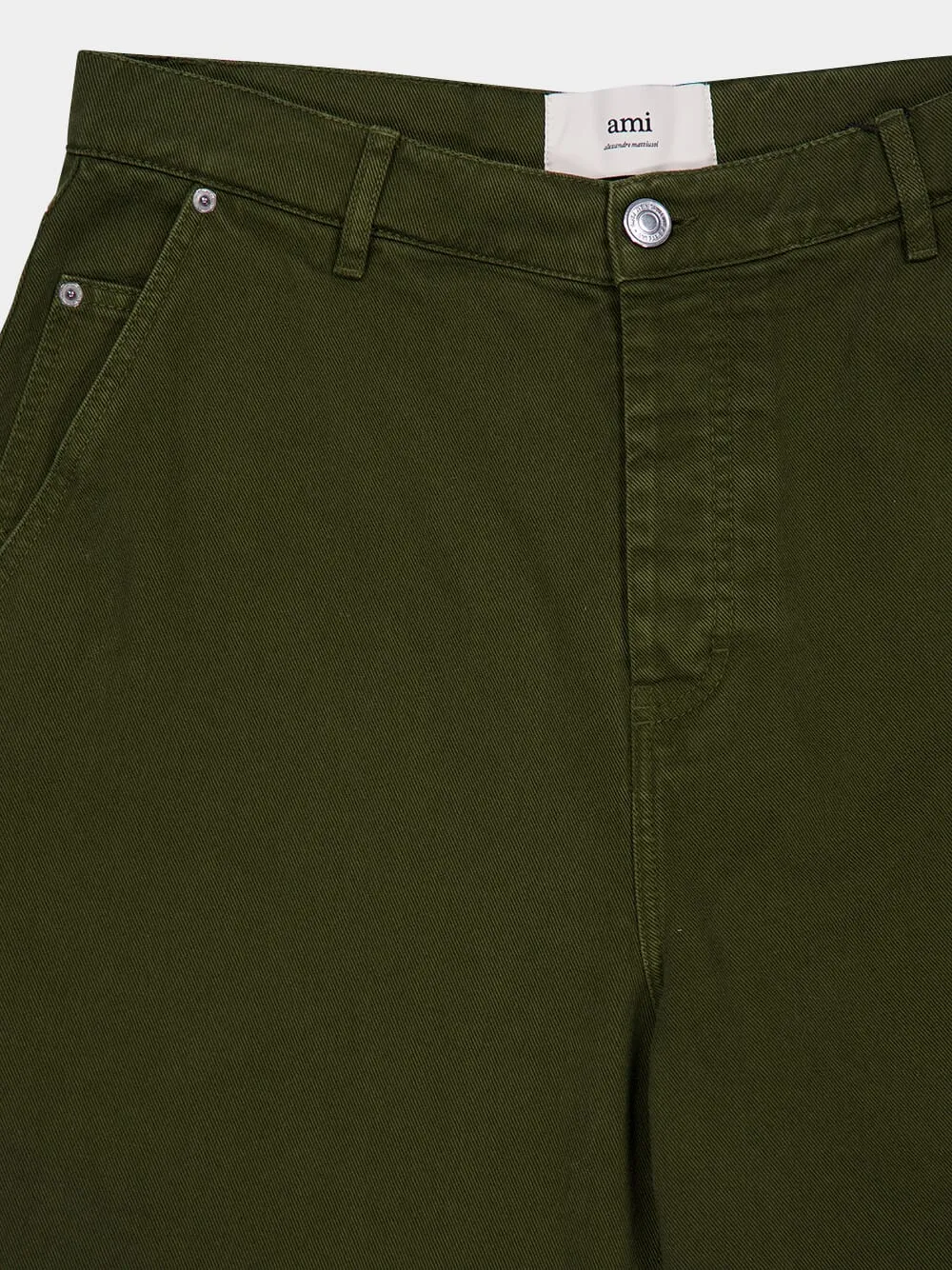Loden Green Wide Fit Cotton Twill Trousers sold by Fashion Clinic product image thumbnail 3