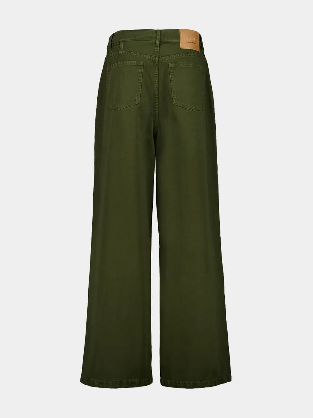 Loden Green Wide Fit Cotton Twill Trousers sold by Fashion Clinic product image thumbnail 2