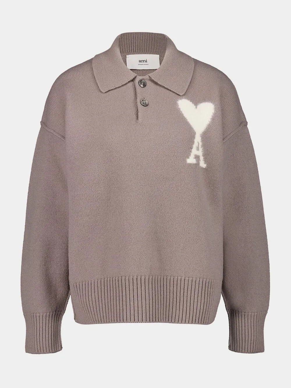 Taupe Wool Polo sold by Fashion Clinic