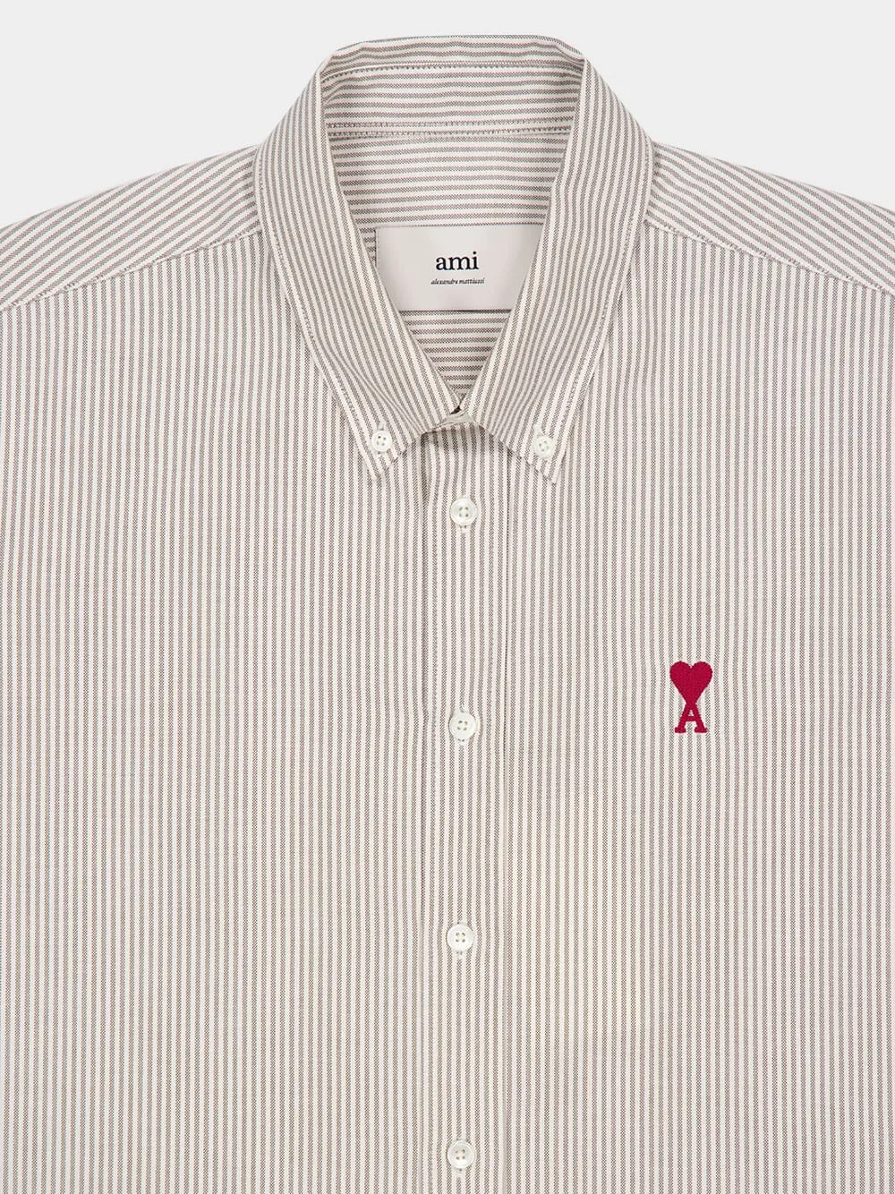 Loden Green and White Cotton Striped Button Down Shirt sold by Fashion Clinic product image thumbnail 3