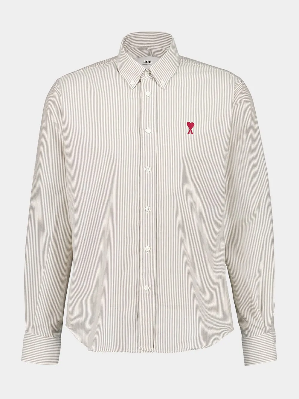 Loden Green and White Cotton Striped Button Down Shirt sold by Fashion Clinic