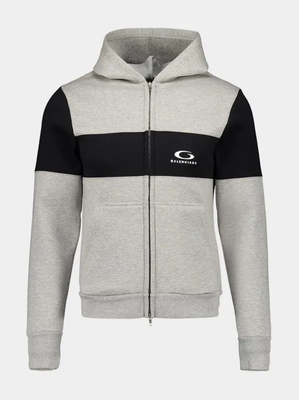 Grey Logo Embroidered Zipped Sweatshirt made by Balenciaga