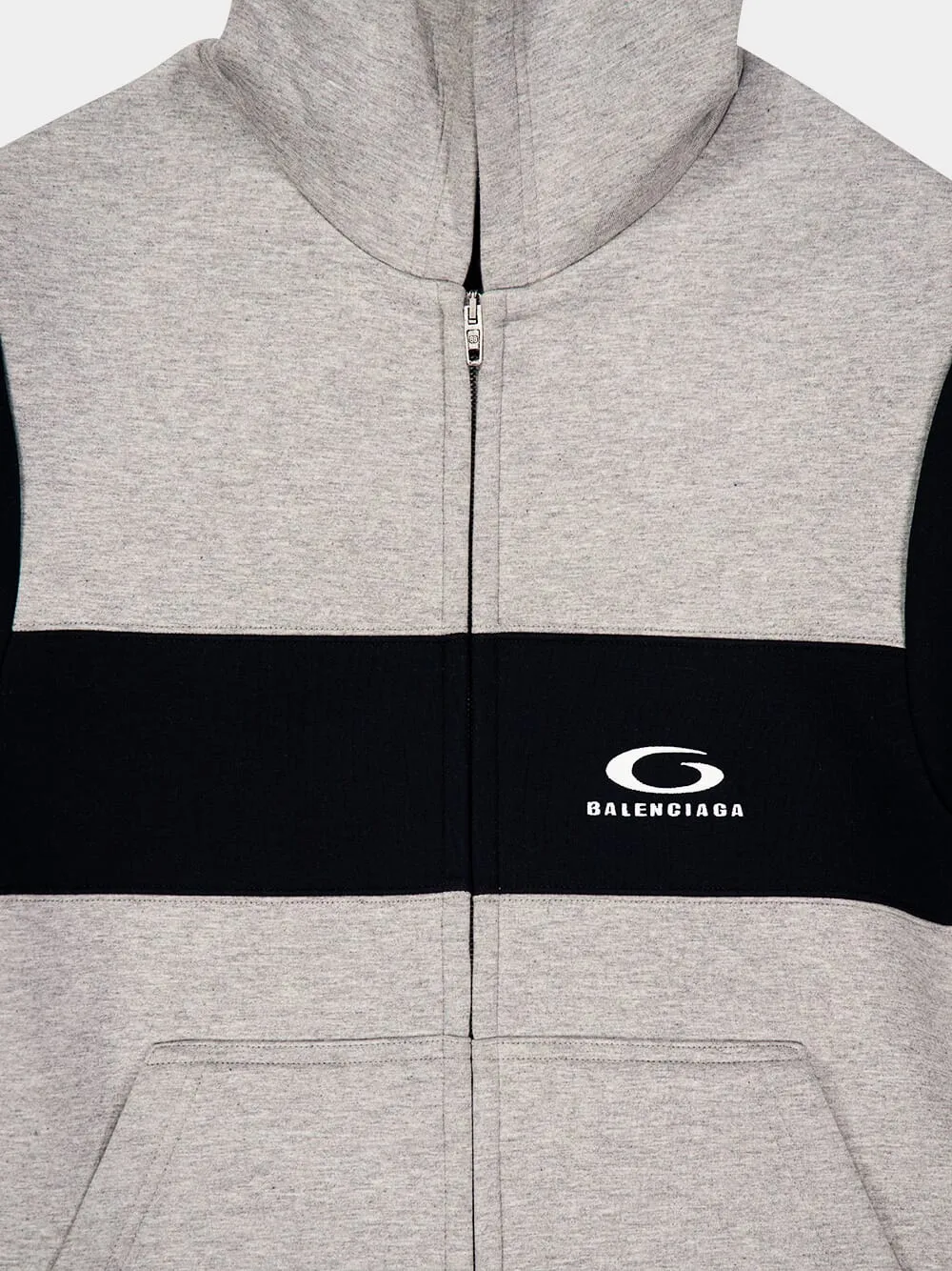 Grey Logo Embroidered Zipped Sweatshirt sold by Fashion Clinic product image thumbnail 3