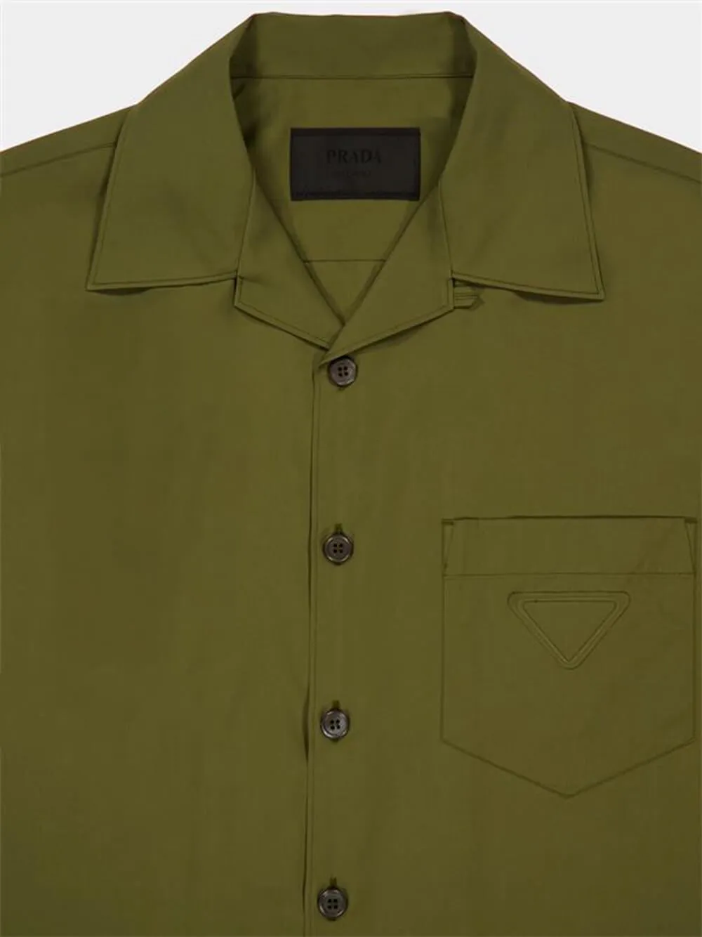 Short-Sleeve Poplin Cotton Shirt in Military Green sold by Fashion Clinic product image thumbnail 3