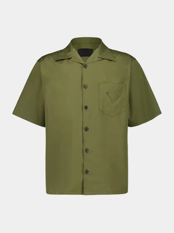 Short-Sleeve Poplin Cotton Shirt in Military Green sold by Fashion Clinic