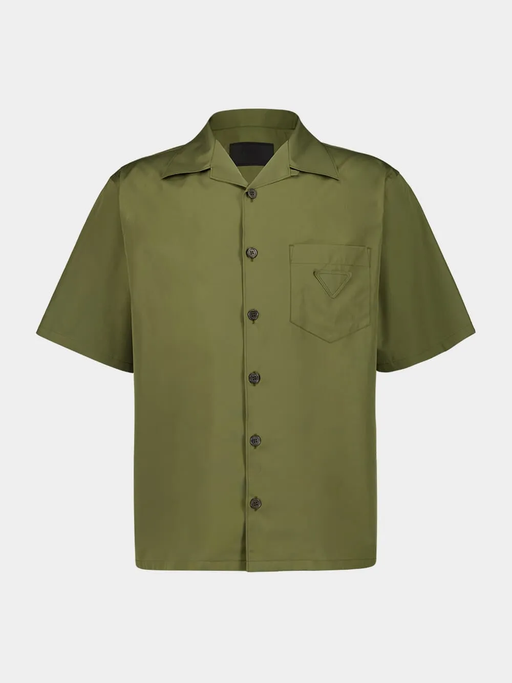 Short-Sleeve Poplin Cotton Shirt in Military Green sold by Fashion Clinic
