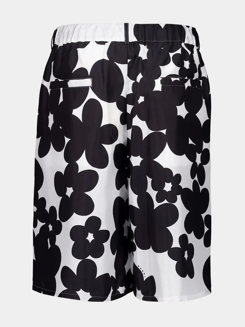 Black and White Dillies Print Silk Bermuda Shorts sold by Fashion Clinic product image thumbnail 3