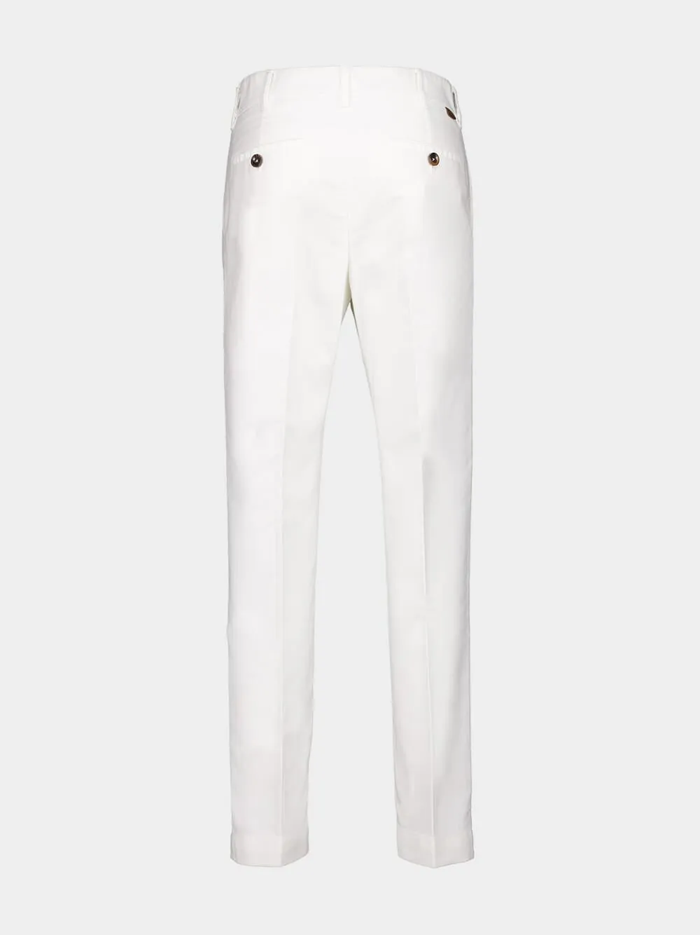 White Cotton Satin Chino Trousers sold by Fashion Clinic product image thumbnail 4
