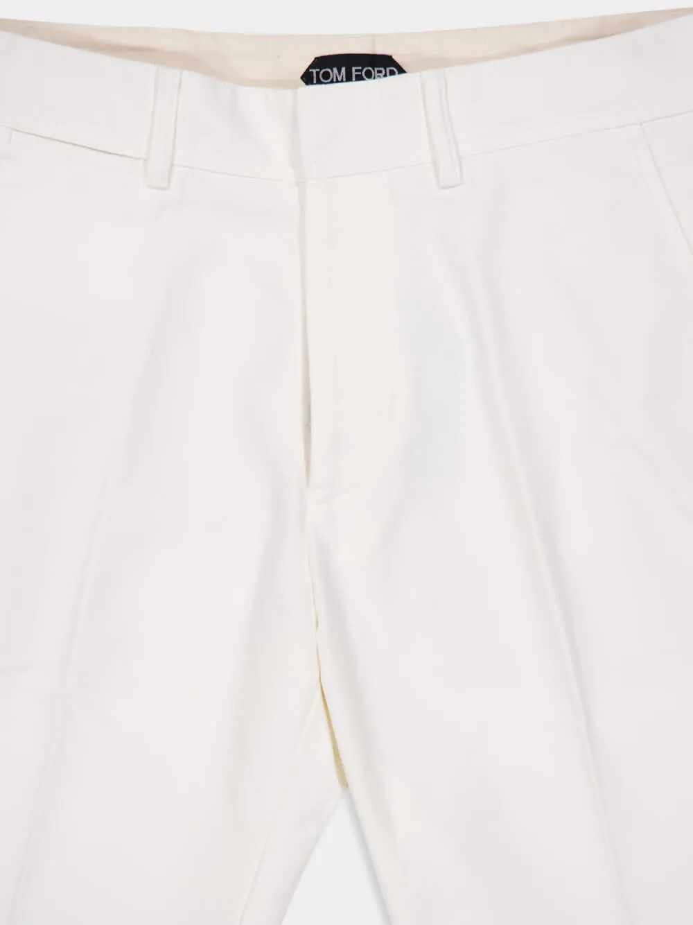 White Cotton Satin Chino Trousers sold by Fashion Clinic product image thumbnail 5