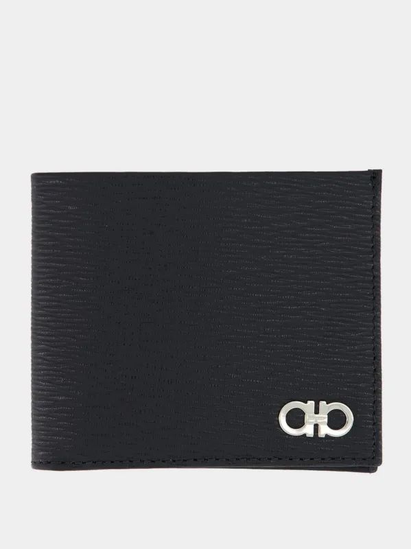 Black Gancini Hammered Leather Wallet sold by Fashion Clinic