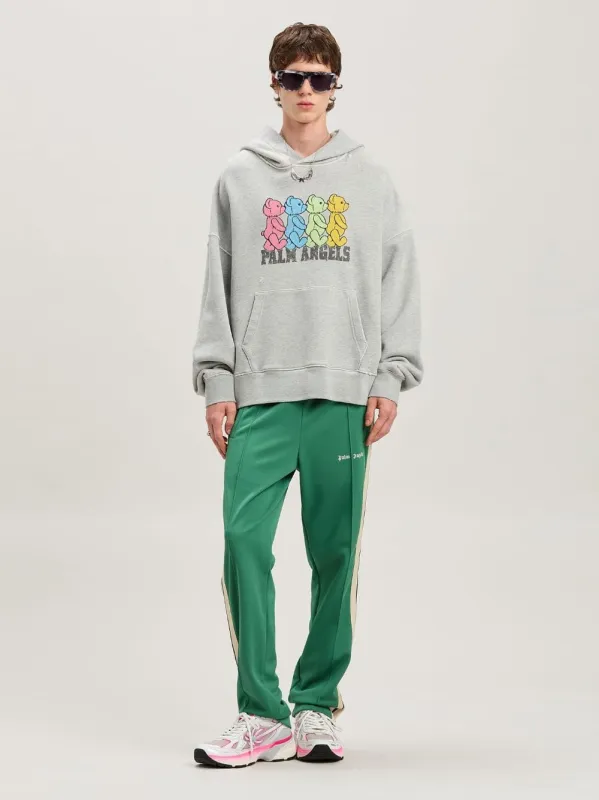 Grey Hooded Sweatshirt with Crossroads Bears Print made by Palm Angels