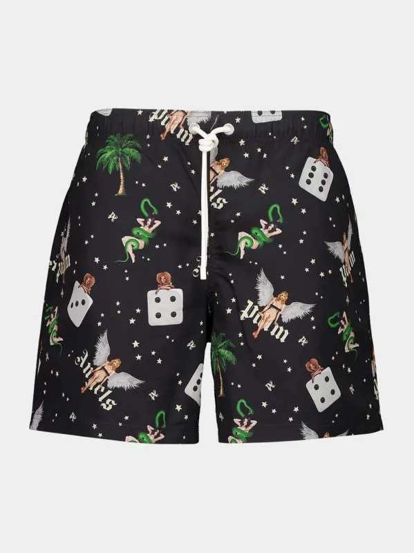 Black Pin-Up Swim Shorts sold by Fashion Clinic