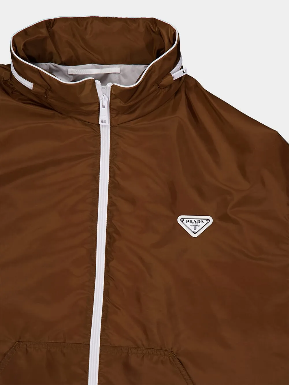 Brown Re-Nylon Zipped Lightweight Jacket sold by Fashion Clinic product image thumbnail 3