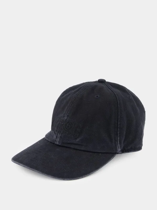 Black Cotton Cap with Numbers Embroidery made by Fashion Clinic