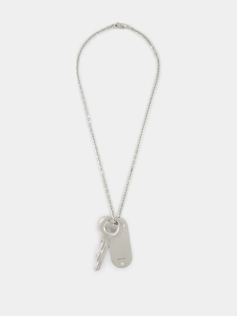 Silver Key-Charm Logo Plaque Necklace sold by Fashion Clinic product image thumbnail 2