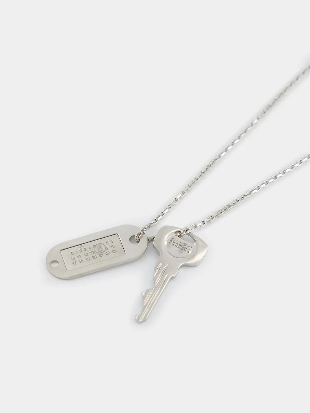 Silver Key-Charm Logo Plaque Necklace sold by Fashion Clinic product image thumbnail 3