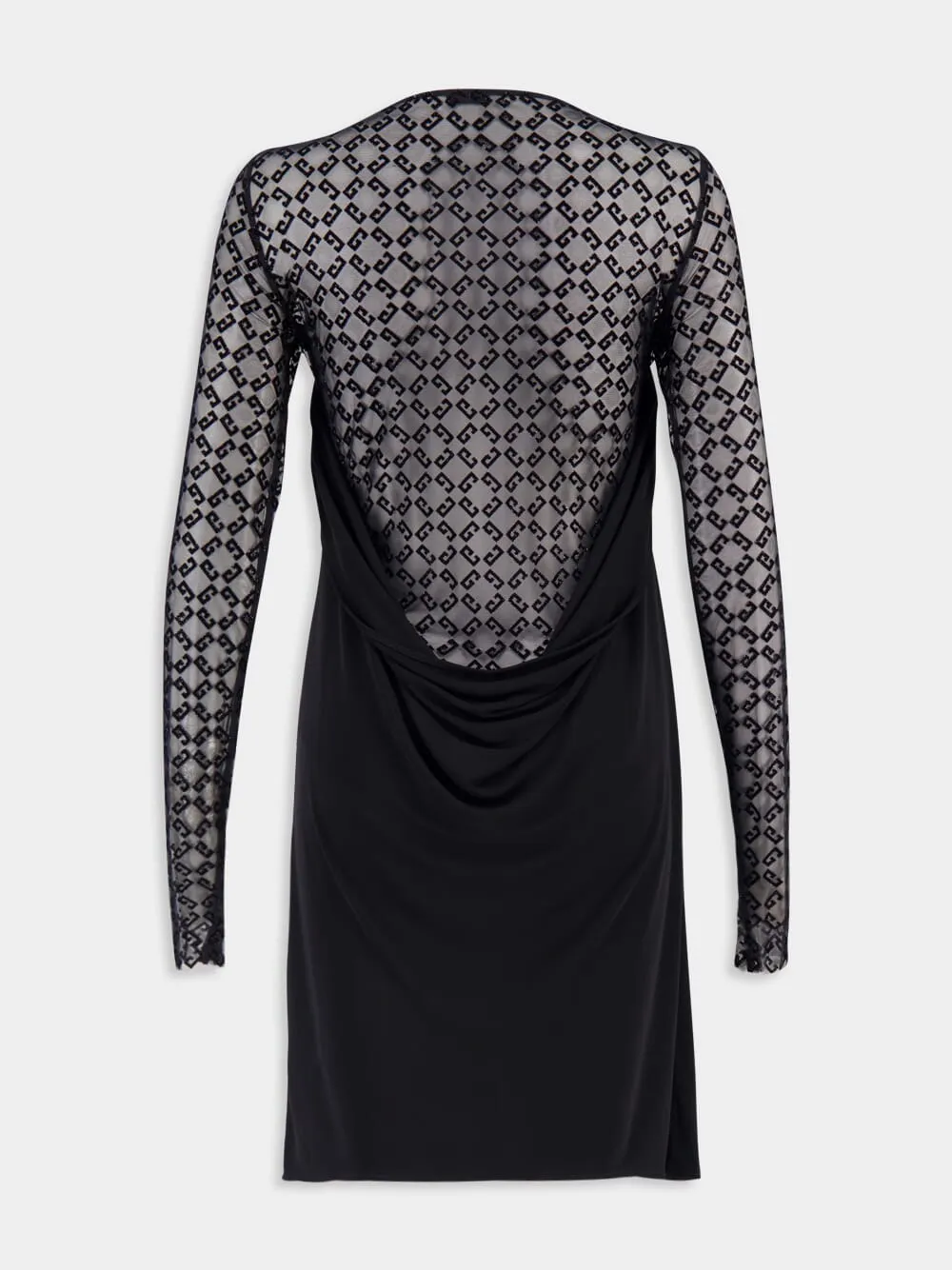 Black Draped Jersey and Monogram Tulle Mini Dress sold by Fashion Clinic product image thumbnail 4