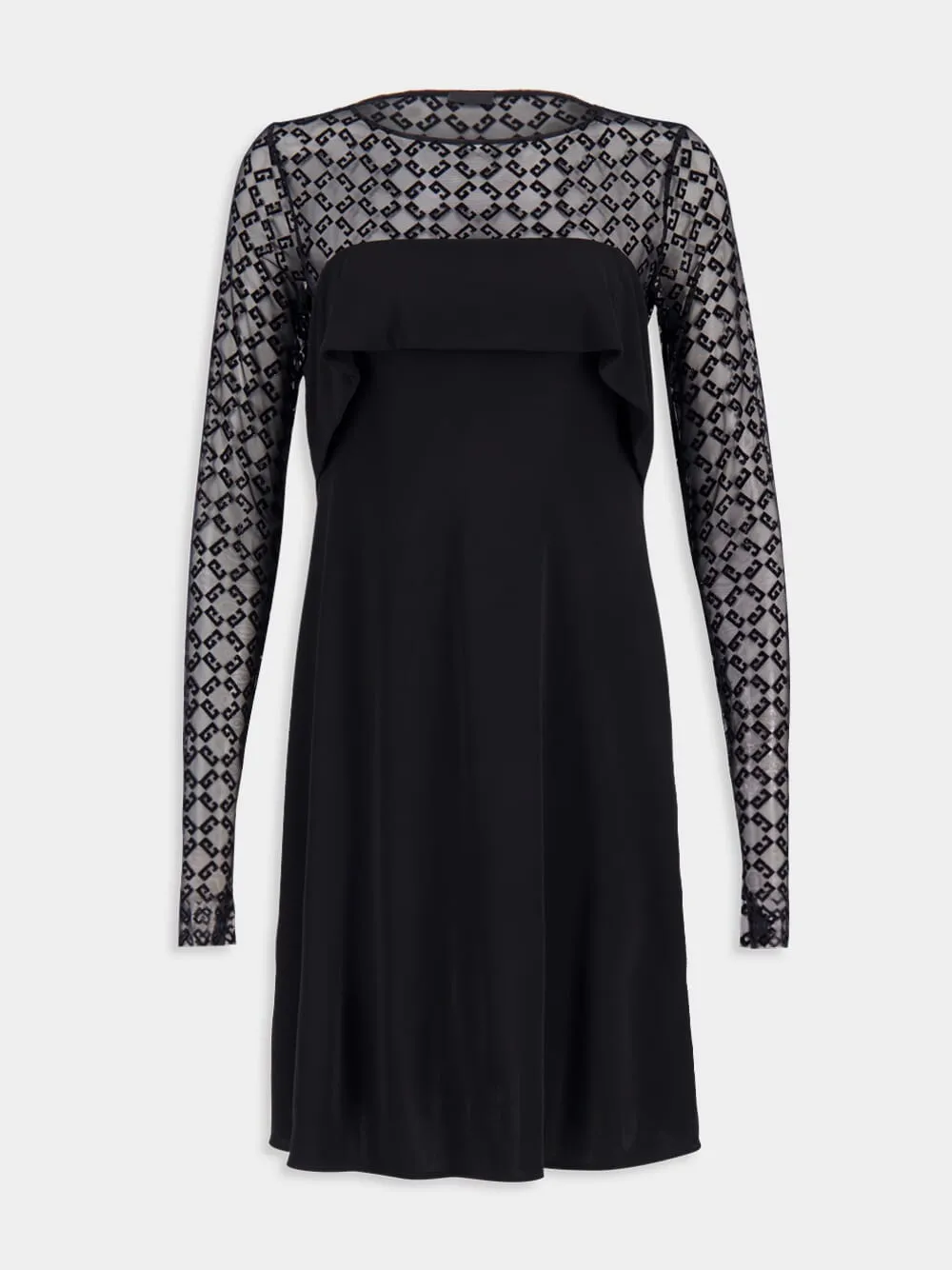 Black Draped Jersey and Monogram Tulle Mini Dress sold by Fashion Clinic product image thumbnail 2