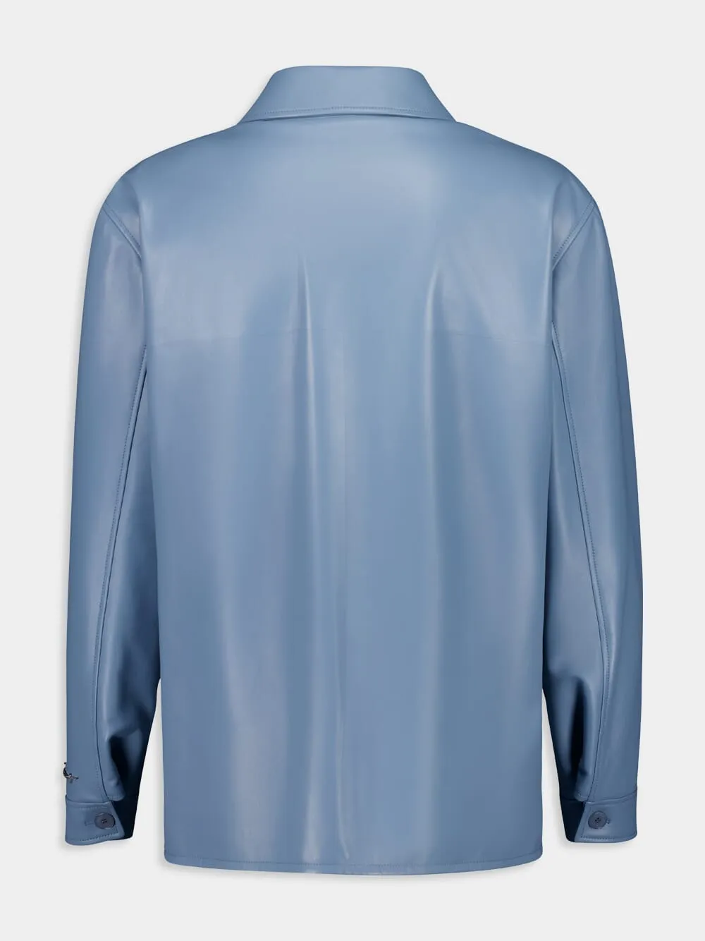Leather Overshirt in Grey Blue sold by Fashion Clinic product image thumbnail 2