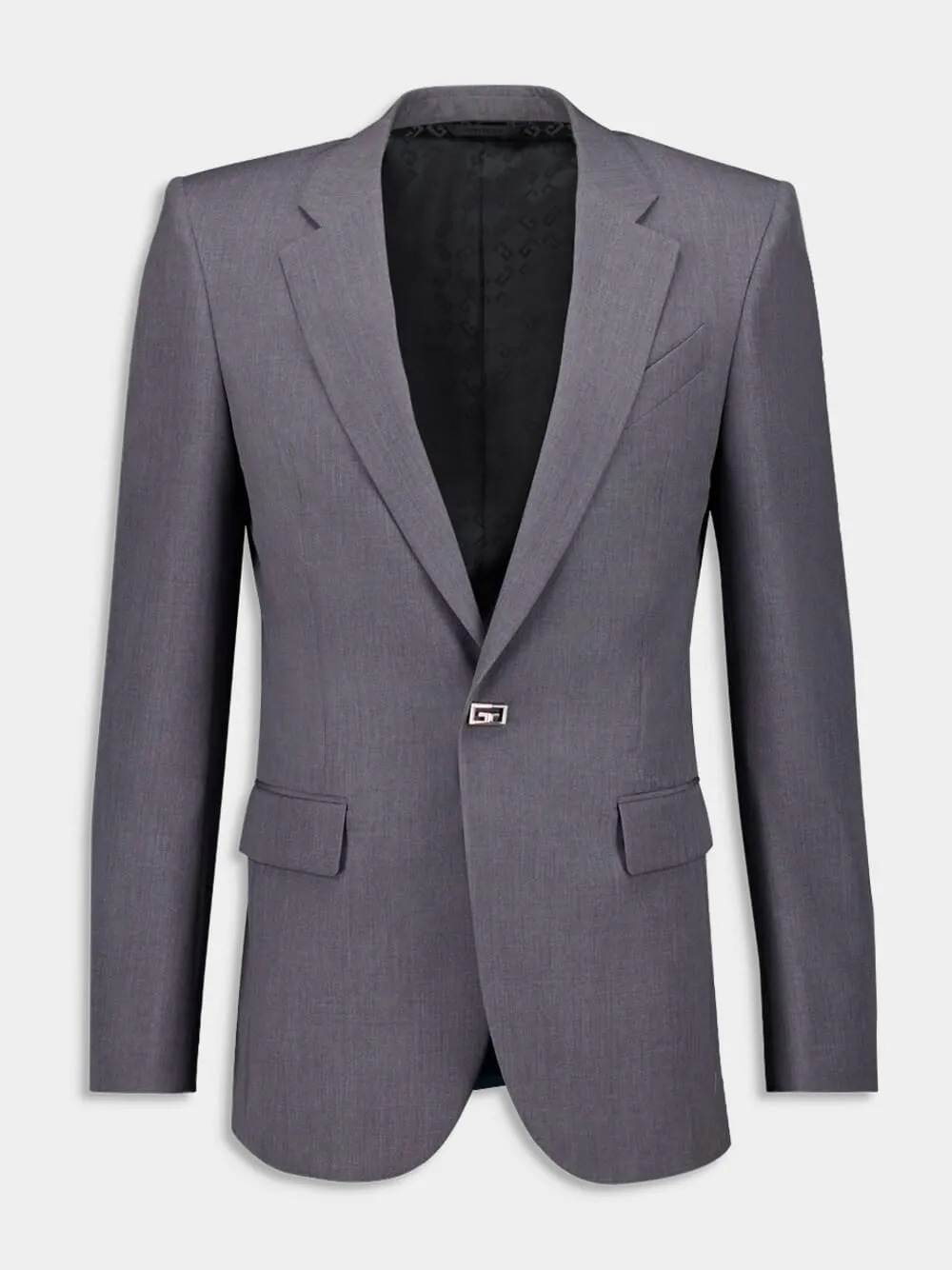 Grey Slim Fit Wool Jacket with 2G Clip sold by Fashion Clinic product image thumbnail 2